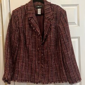Women's Tweed Jacket - Burgundy